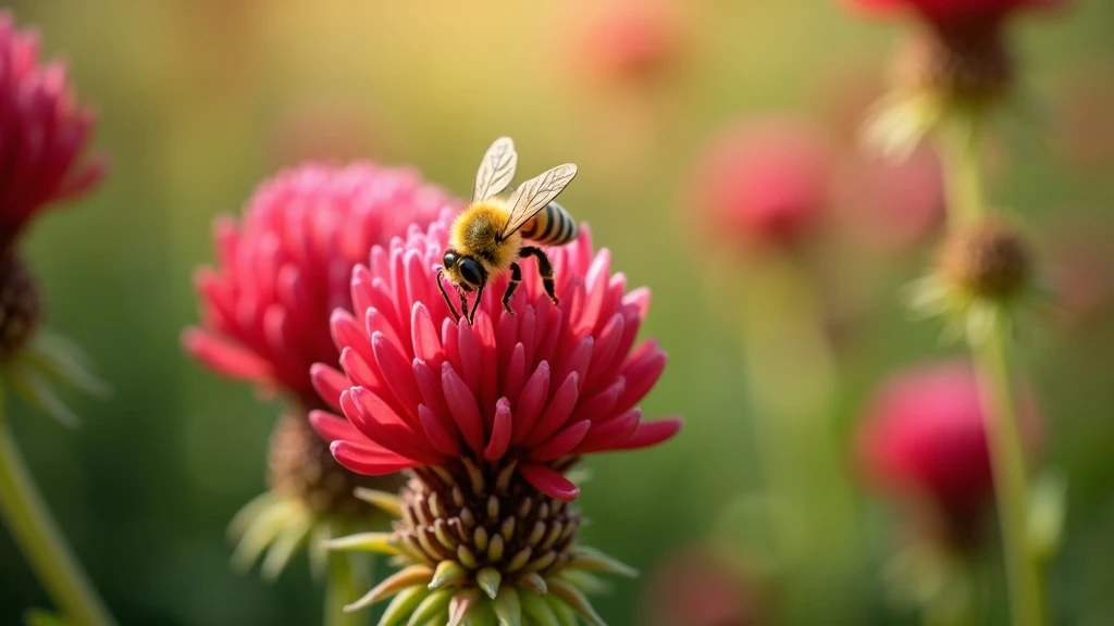 Vöröshere méhvirágzásban