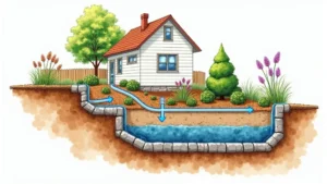 Esőkert metszeti ábra