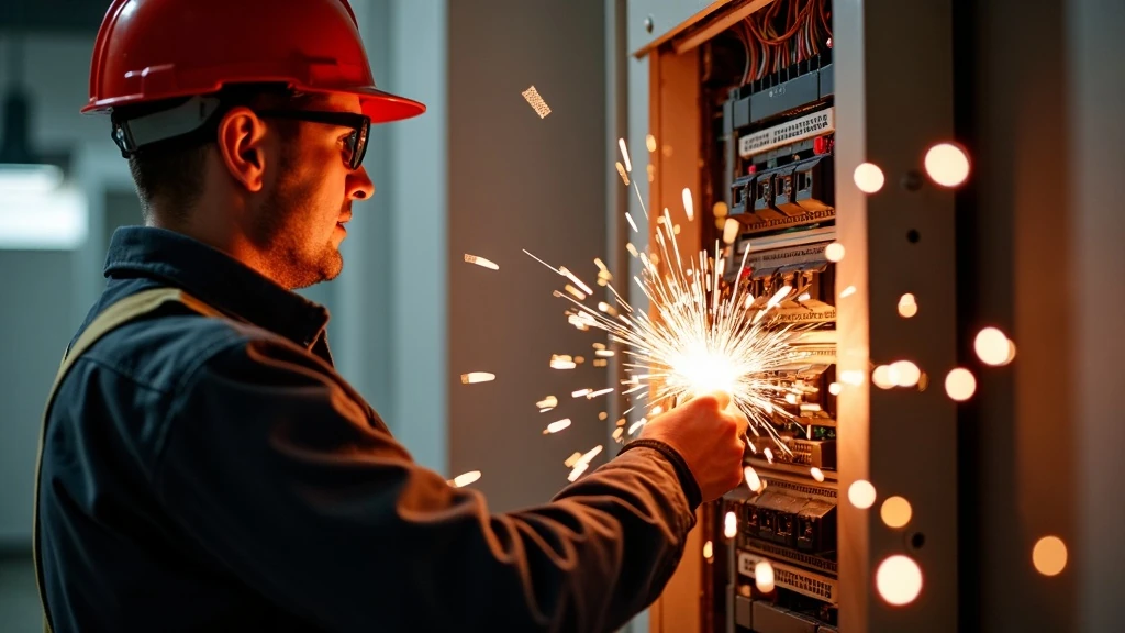 Veszélyes részre hívj profit Villanyszerelő munka közben