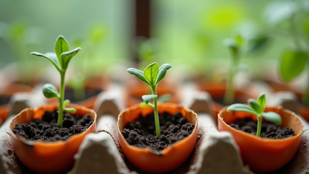 Palánták tojáshéj kaspóban